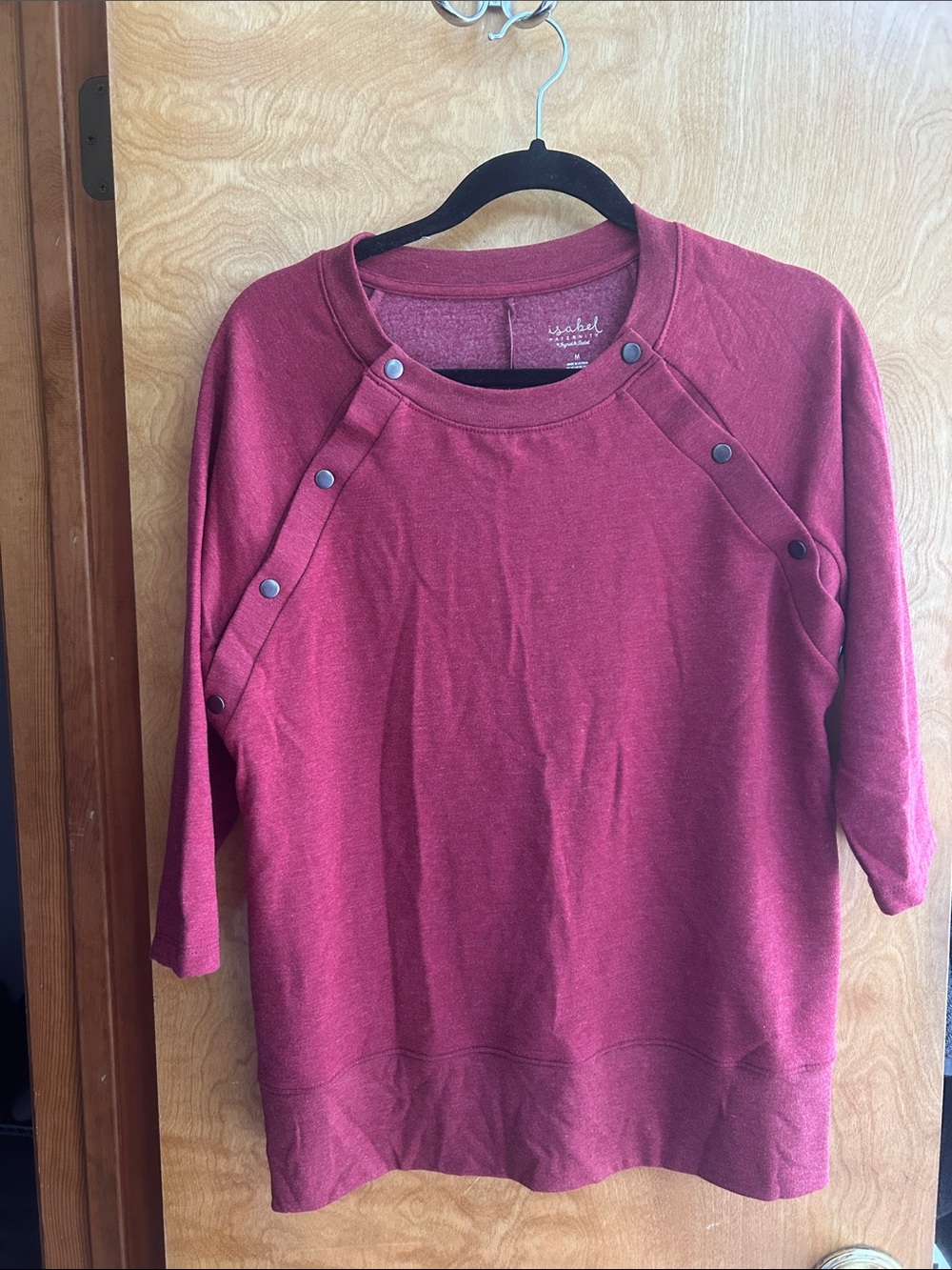 Isabel Maternity by Ingrid & Isabel Burgundy Snap-Trim Raglan Sweatshirt